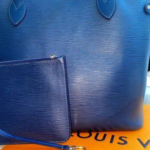 Louis Vuitton Navy Blue Epi Leather Neverful with Pouchette